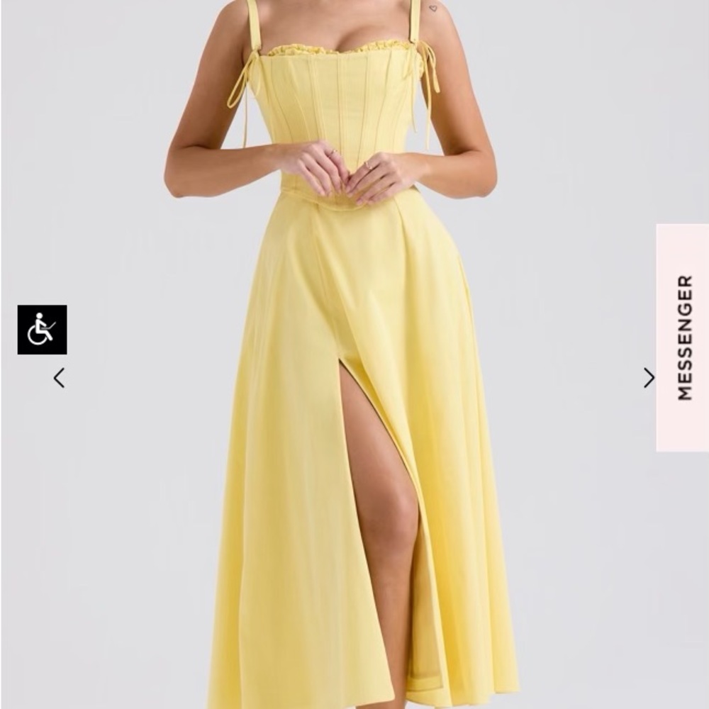House of CB Yellow Slit Midi Sundress